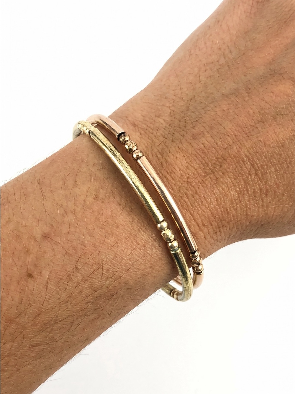 Gold and Rose Gold Double Bangle Bracelet